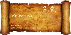 Héra Ubul névjegykártya